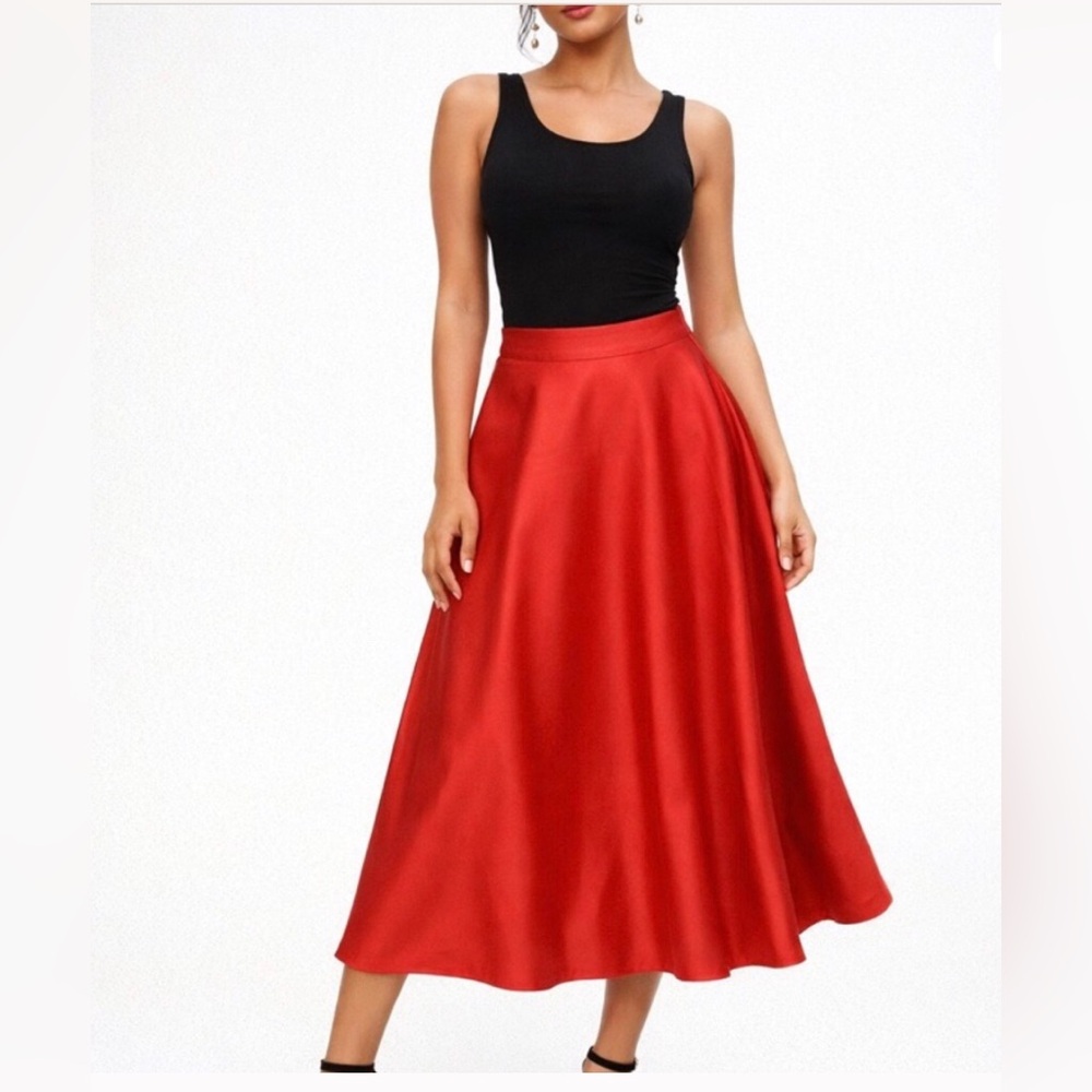 H&M A-Line Midi Satin Skirt sz 6